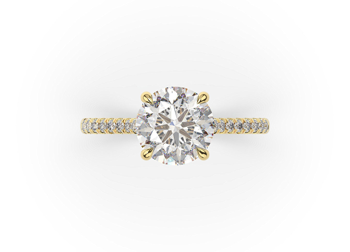 Round Brilliant Yellow Gold Hidden Halo Engagement Ring