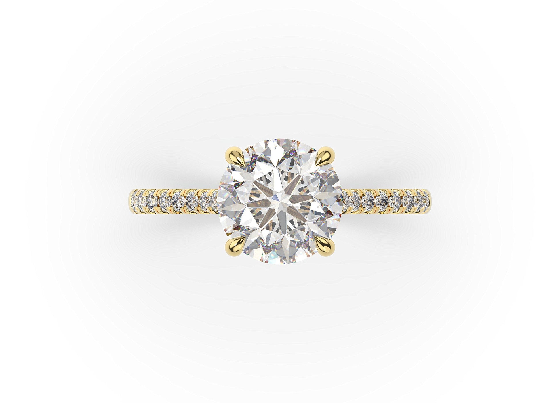 Round Brilliant Yellow Gold Hidden Halo Engagement Ring