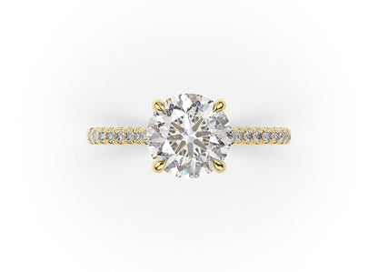 Round Brilliant Yellow Gold Hidden Halo Engagement Ring