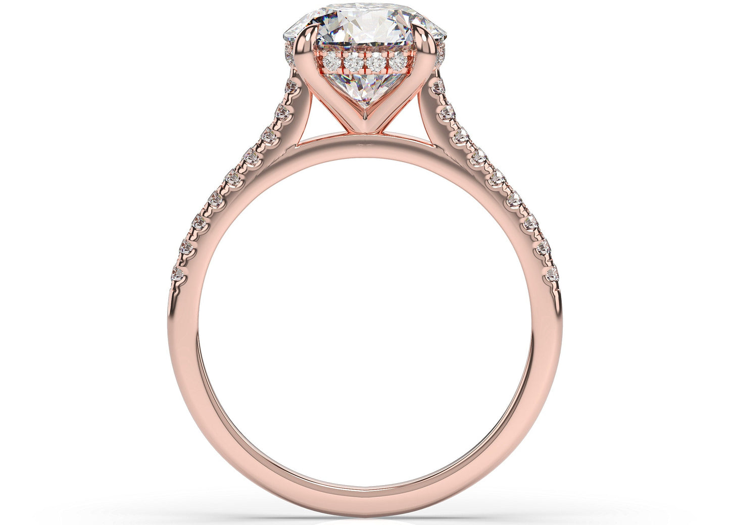 Round Brilliant Rose Gold Hidden Halo Engagement Ring