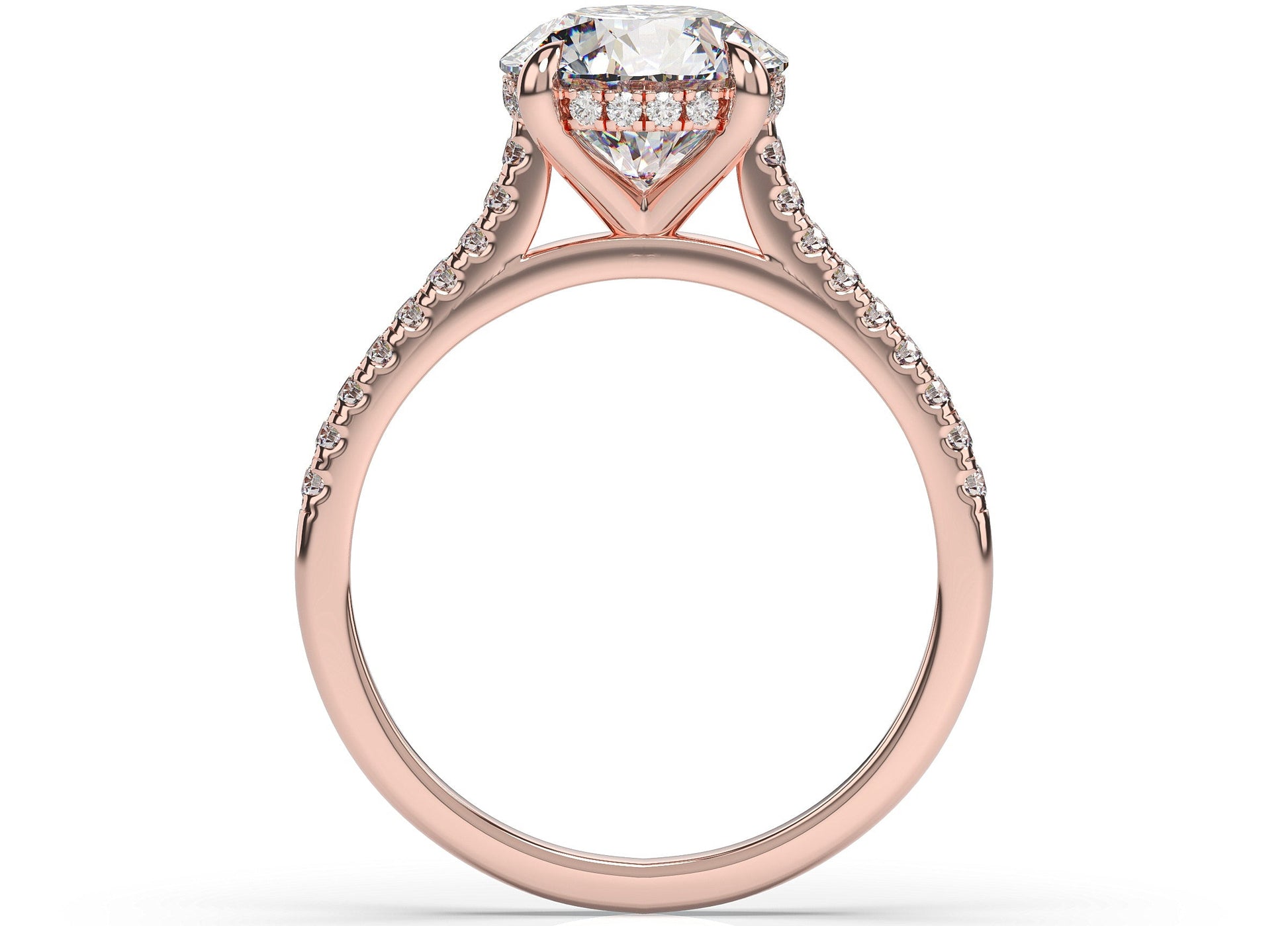 Round Brilliant Rose Gold Hidden Halo Engagement Ring