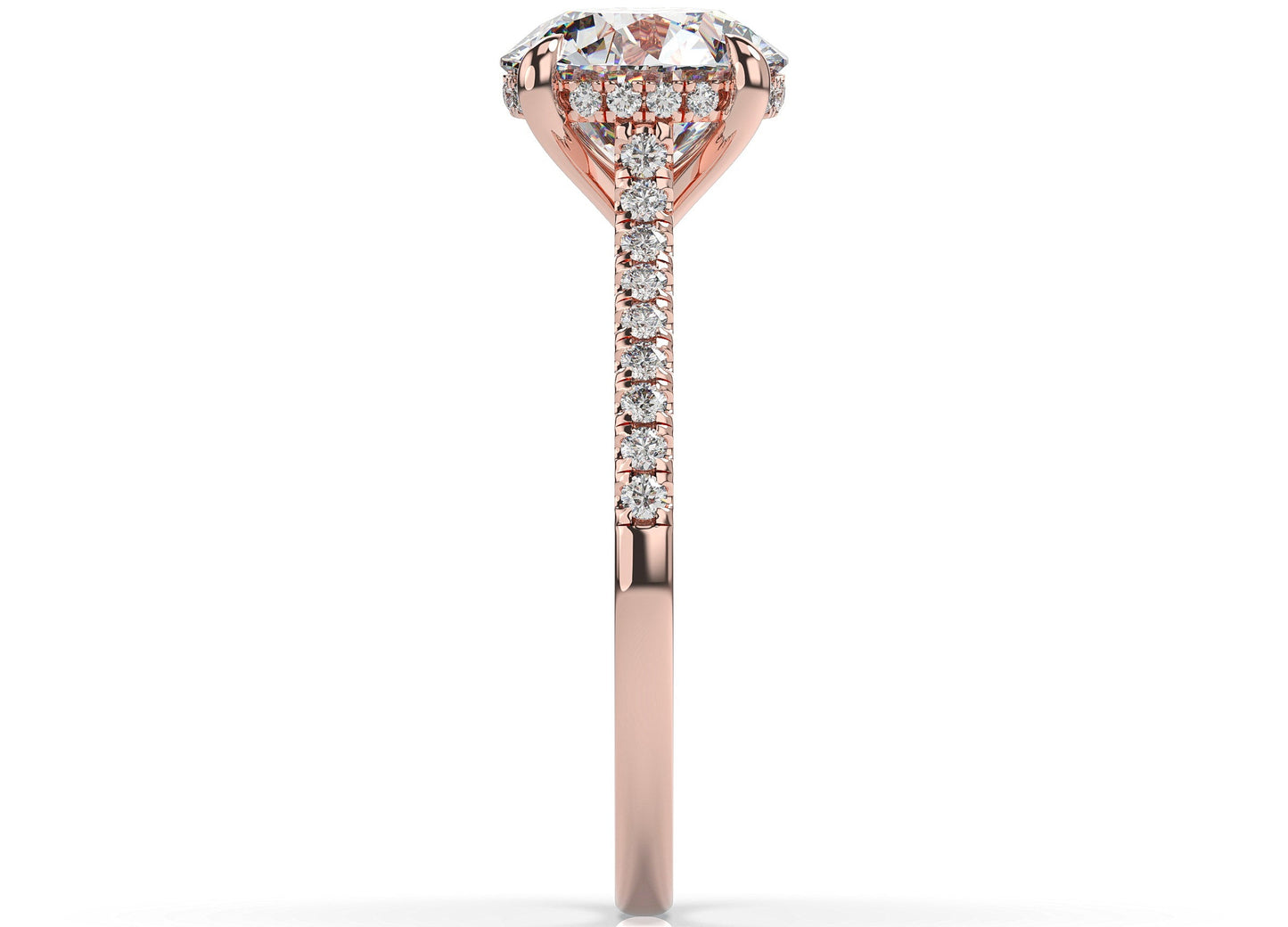 Round Brilliant Rose Gold Hidden Halo Engagement Ring