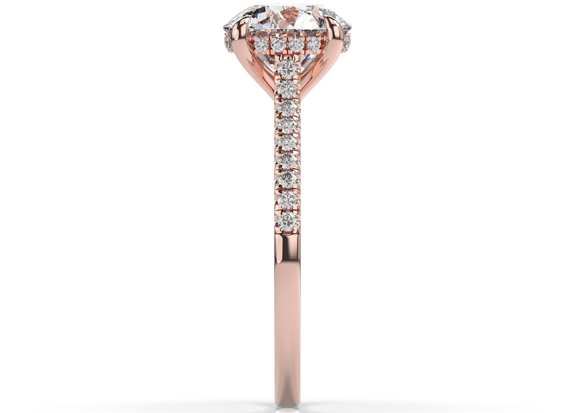 Round Brilliant Rose Gold Hidden Halo Engagement Ring
