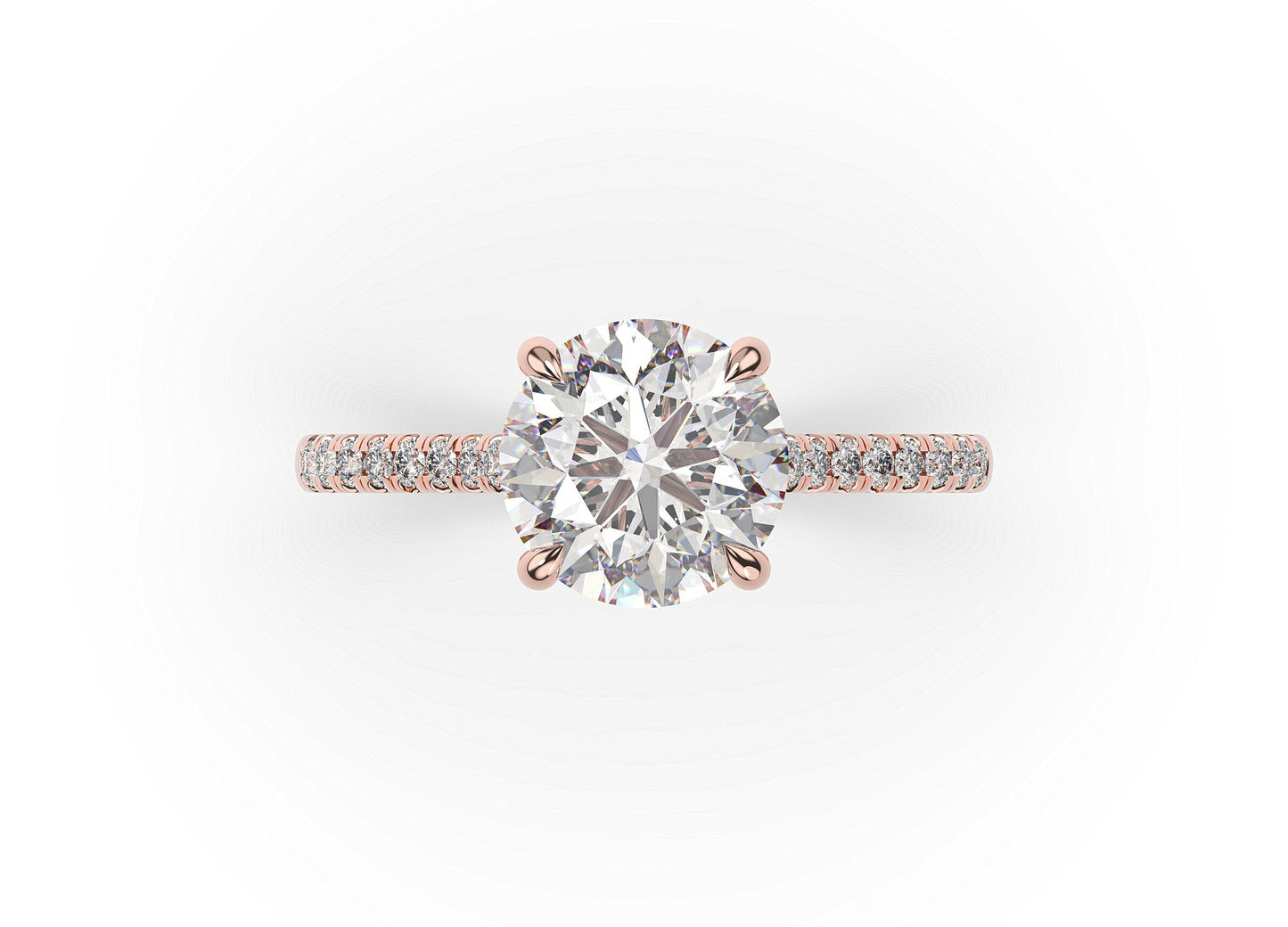Round Brilliant Rose Gold Hidden Halo Engagement Ring
