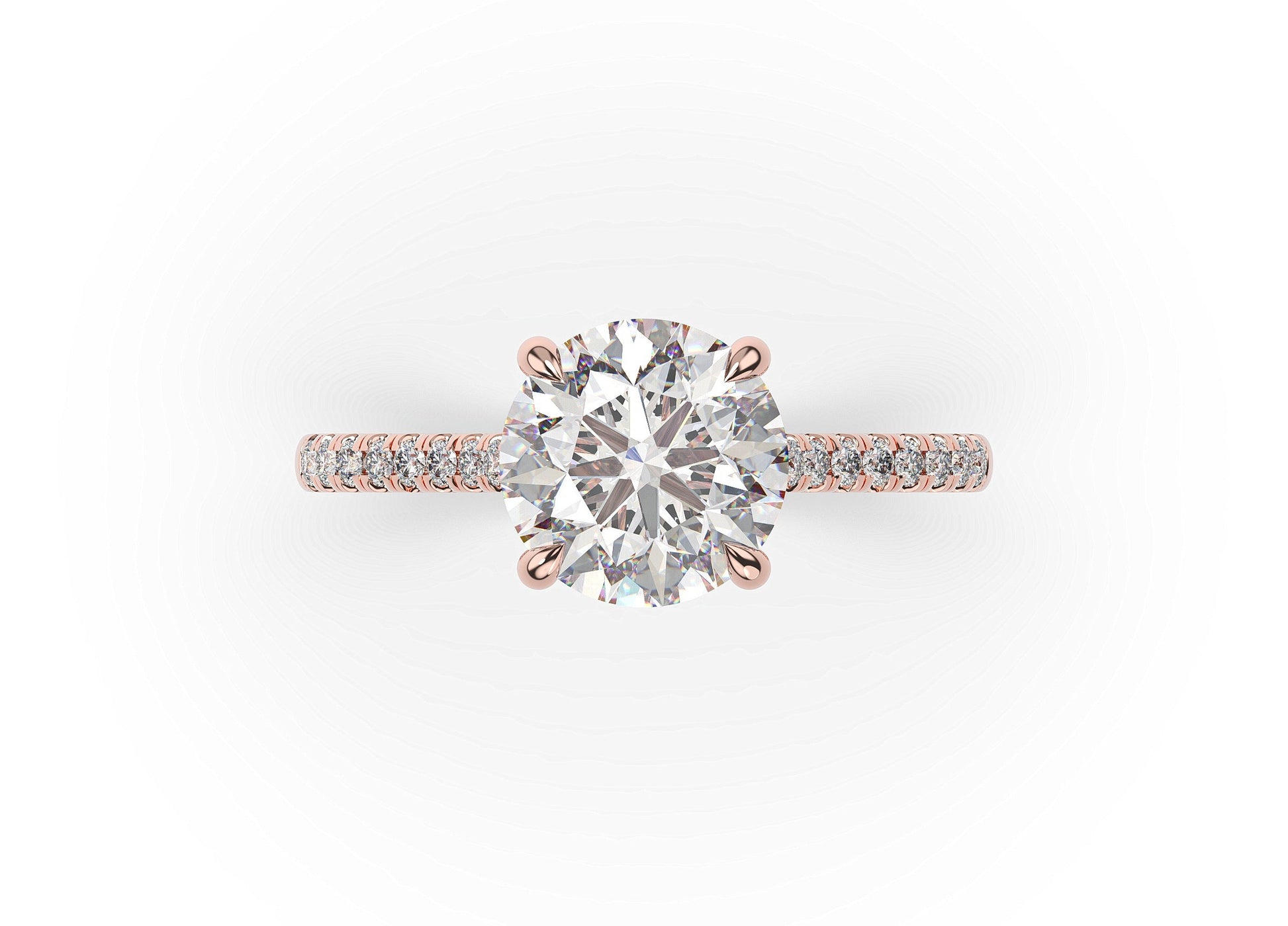 Round Brilliant Rose Gold Hidden Halo Engagement Ring