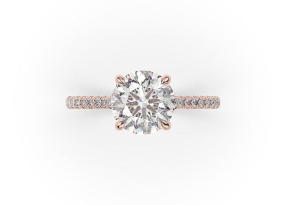 Round Brilliant Rose Gold Hidden Halo Engagement Ring